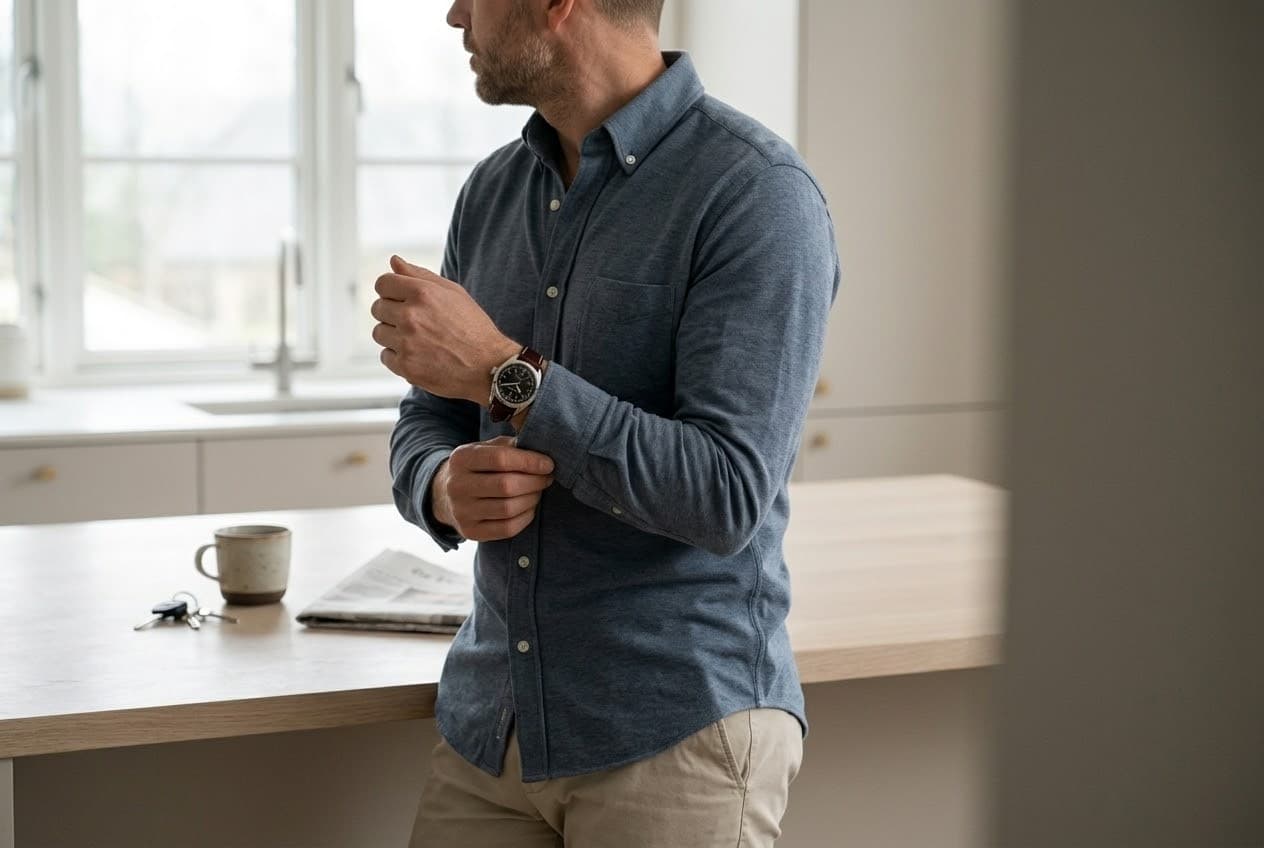 Fastening a shirt cuff over the watch